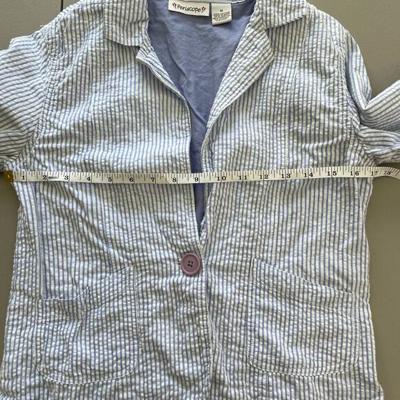 Periscope Blazer Jacket Pinstripes Preppy Light Academia Career Coastal Preppy M - Picture 6 of 8
